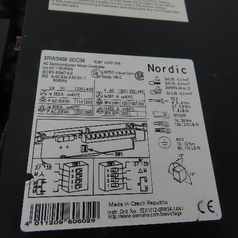 Siemens 3RW3468-0DC34 608A 3Ph Semiconductor Motor Soft Starter 230/460V