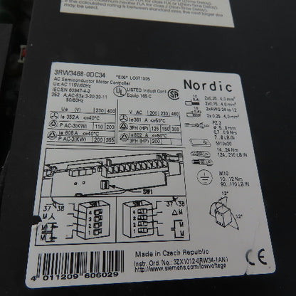 Siemens 3RW3468-0DC34 608A 3Ph Semiconductor Motor Soft Starter 230/460V