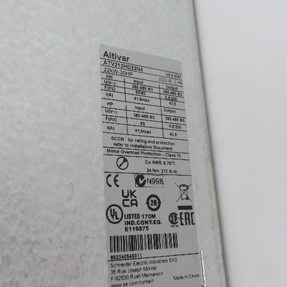 Schneider Electric ATV212HD22N4 30HP Variable Speed AC Drive VFD 380-480V 3Ph
