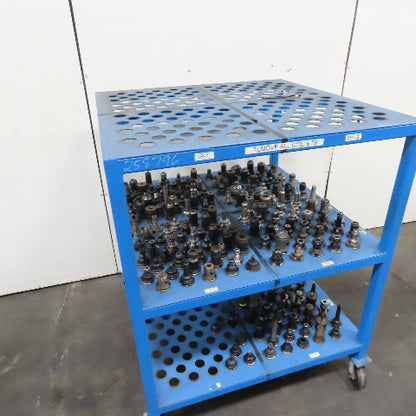 Misc. Lot CAT 40 Tool Holders ER Weldon Facemill On Storage Cart 200+ Tools