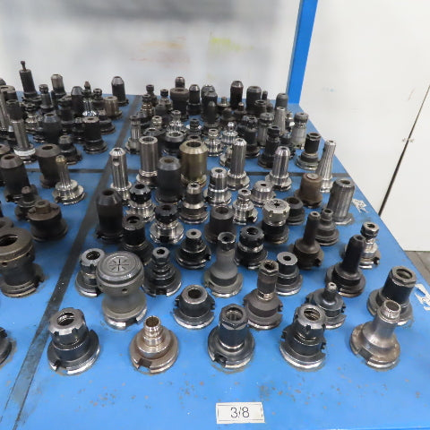 Misc. Lot CAT 40 Tool Holders ER Weldon Facemill On Storage Cart 200+ Tools