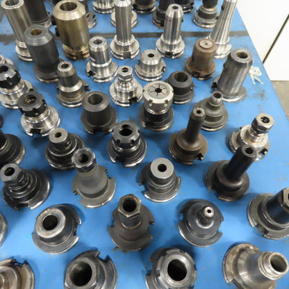 Misc. Lot CAT 40 Tool Holders ER Weldon Facemill On Storage Cart 200+ Tools