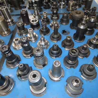Misc. Lot CAT 40 Tool Holders ER Weldon Facemill On Storage Cart 200+ Tools