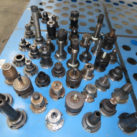 Misc. Lot CAT 40 Tool Holders ER Weldon Facemill On Storage Cart 200+ Tools