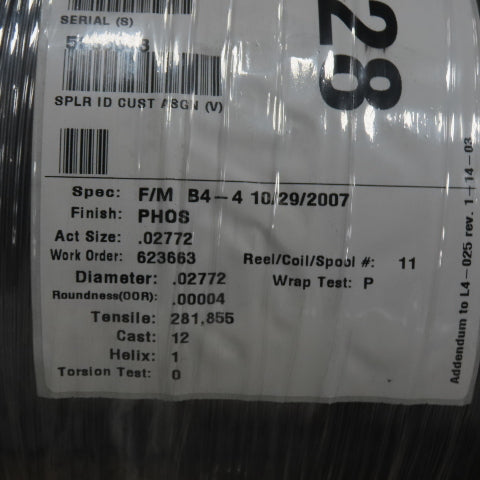 Mount Joy Wire 9799530 .028 PHOS Garter Spring Wire 55 lbs Per Spool Lot Of 11
