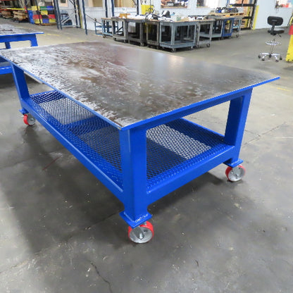 96" x 48" New Rolling Welding Table Work Bench 3/4" Steel Top W/ Shelf 34" Tall