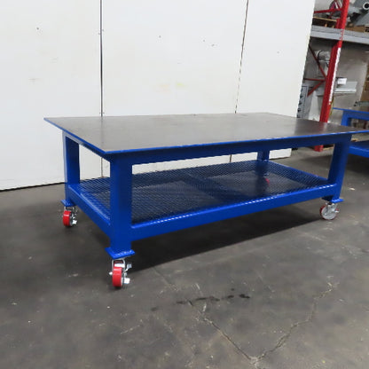 96" x 48" New Rolling Welding Table Work Bench 3/4" Steel Top W/ Shelf 34" Tall