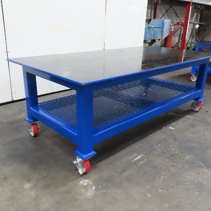 96" x 48" New Rolling Welding Table Work Bench 3/4" Steel Top W/ Shelf 34" Tall