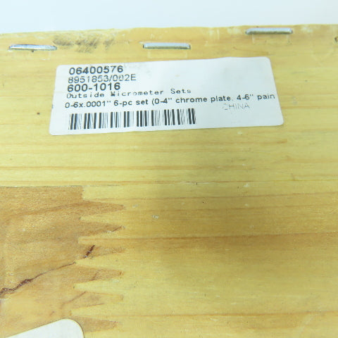 06400576 600-1016 Outside Micrometer Set 0-6" 0.0001" With Standards Wooden Case