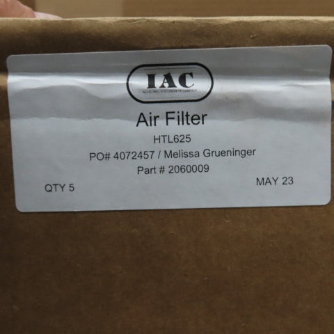 IAC 2060009 HTL625 3-5/16" ID x 30" OAL Pleated Cartridge Air Filter Box Of 5