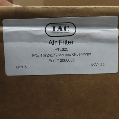 IAC 2060009 HTL625 3-5/16" ID x 30" OAL Pleated Cartridge Air Filter Box Of 5