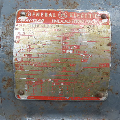 General Electric 5K184AG201 1-1/2HP Electric Motor 208-220/440V 3Ph 1730RPM