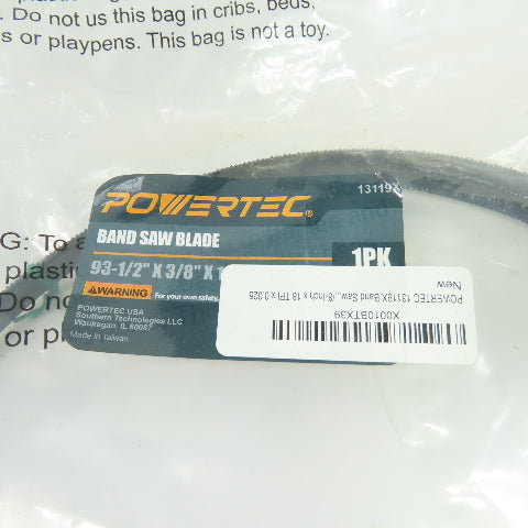 POWERTEC 13119X 93-1/2" x 3/8" x 18 TPI Band Saw Blade 0.025" Thick