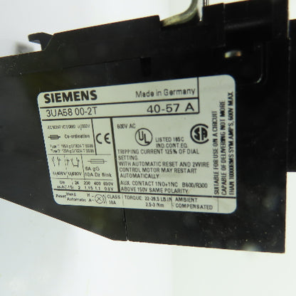 Siemens 3UA5800-2T 40-57A 3-Pole Thermal Overload Relay 600VAC