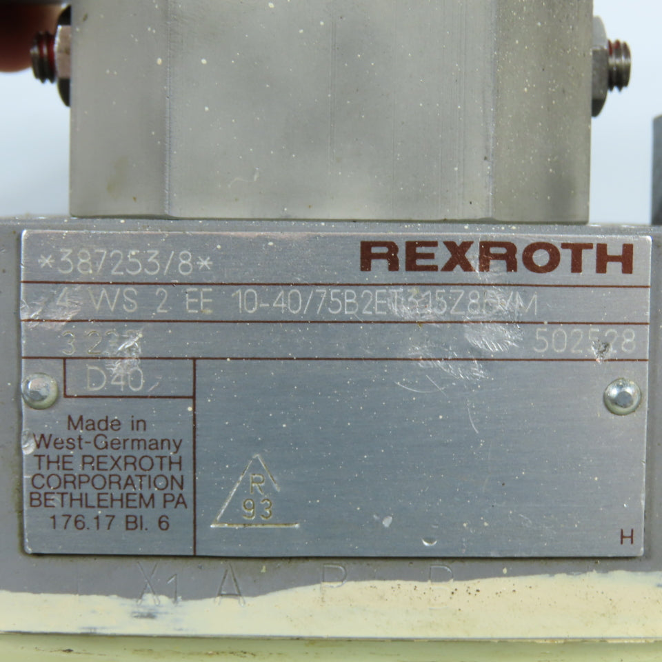 Rexroth 387253/8 4WS2EE10-40/75B2ET315Z8D/M Servo Proportional Directional Valve