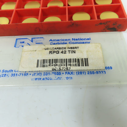 American National Carbide RPG 42 Round TiN Coated Carbide Turning Inserts Lot/10