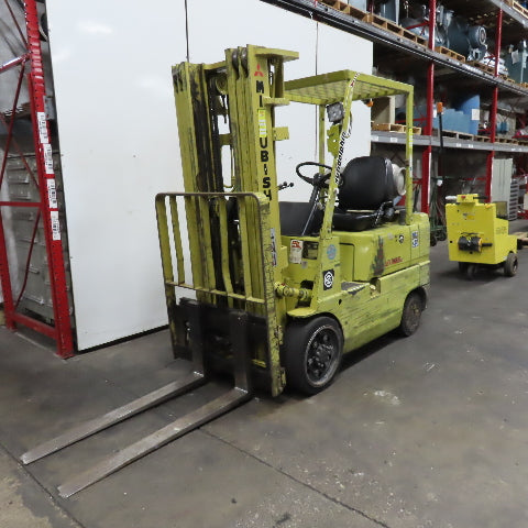 Mitsubishi FGC25 5000lb LP Gas Forklift 130" Lift 3-Stage Mast Side Shift