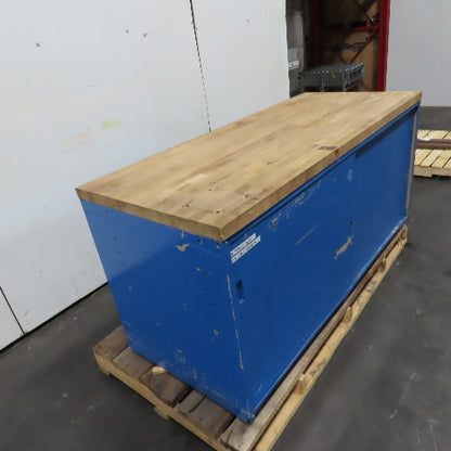 30" x 72" Butcher Block Top Work Bench Metal Cabinet W/ Storage Shelves Casters