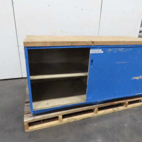 30" x 72" Butcher Block Top Work Bench Metal Cabinet W/ Storage Shelves Casters