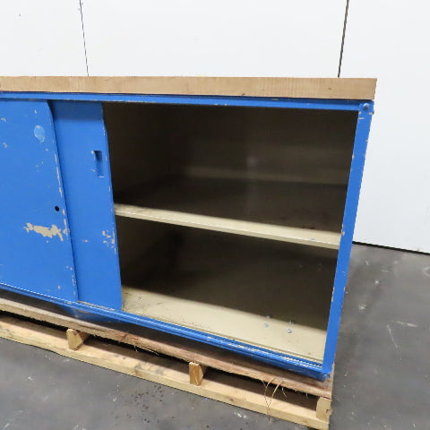 30" x 72" Butcher Block Top Work Bench Metal Cabinet W/ Storage Shelves Casters