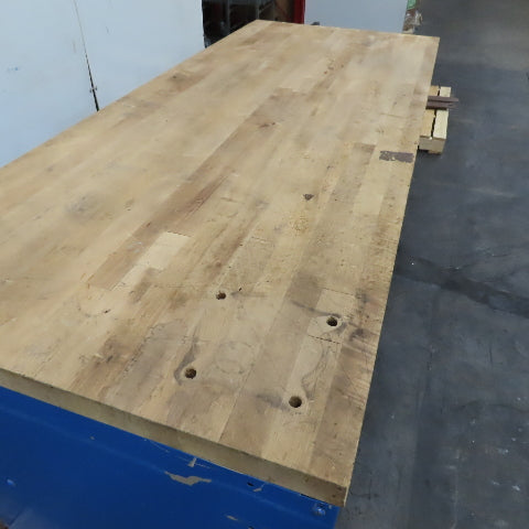 30" x 72" Butcher Block Top Work Bench Metal Cabinet W/ Storage Shelves Casters