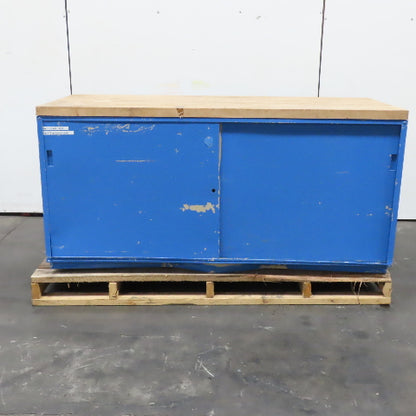 30" x 72" Butcher Block Top Work Bench Metal Cabinet W/ Storage Shelves Casters