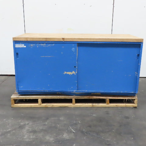30" x 72" Butcher Block Top Work Bench Metal Cabinet W/ Storage Shelves Casters
