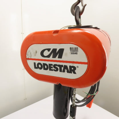 CM Lodestar Model L 1 Ton 2000LB Electric Chain Hoist 16FPM 15'Lift 3Ph 230/460V