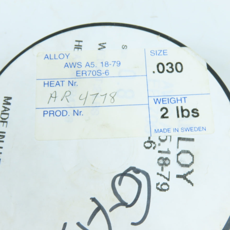.030 ER70S-6 Mild Steel MIG Welding Wire 2lb Spool