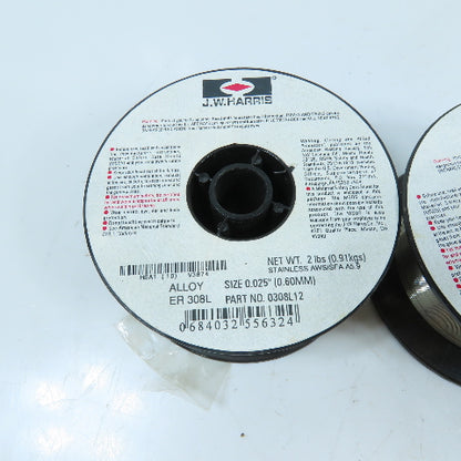J.W. Harris 0308L12 ER308L Stainless Steel MIG Welding Wire 0.025" 2 Lb Lot/3