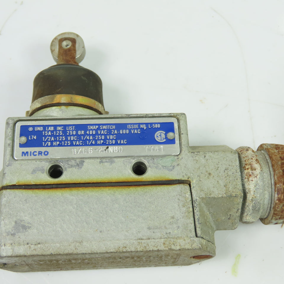 Micro Switch BZE6-2RN80 15A SPDT Roller Plunger Limit Switch 600VAC