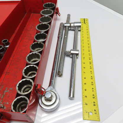 Snap-On 3/4" Drive 12 Point 17 Sockets Ratchet Extensions Breaker Bar Mixed Set