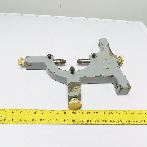 Lathe Follower Rest 3-Point Adjustable Brass Jaws 14-1/2" Base Width 8-1/2" CL