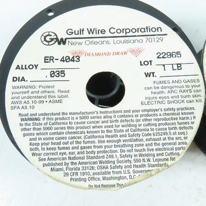 Gulf Wire ER-4043 .035" Aluminum MIG Welding Wire 1 Lb & 11 Oz Spools