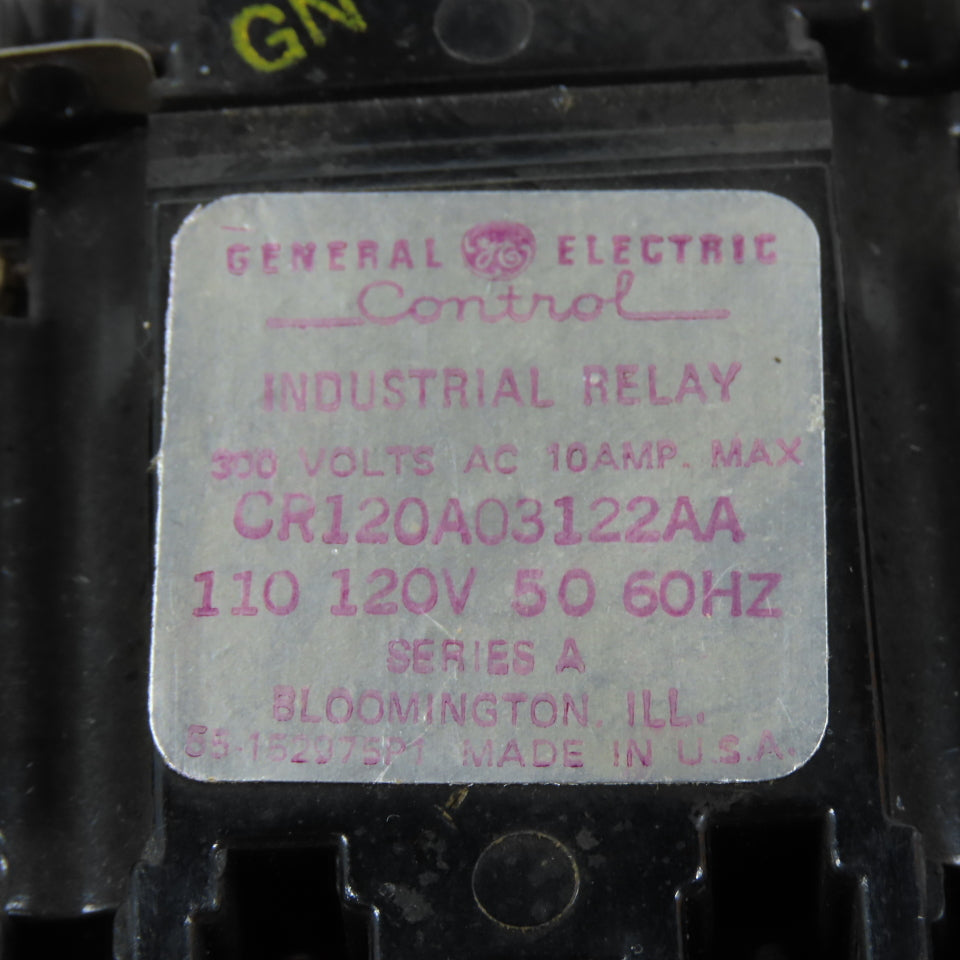 GE CR120A03122AA 3-Pole Industrial Control Relay 110/120V Coil
