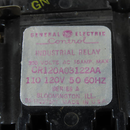 GE CR120A03122AA 3-Pole Industrial Control Relay 110/120V Coil