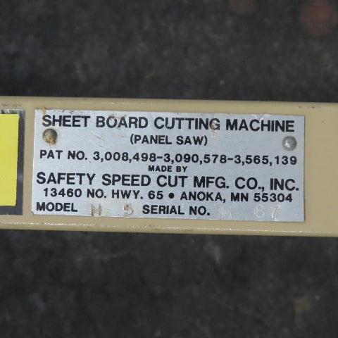 Safety Speed Cut H5 64" Vertical Panel Saw 120V 13A 2-1/2HP 5800RPM