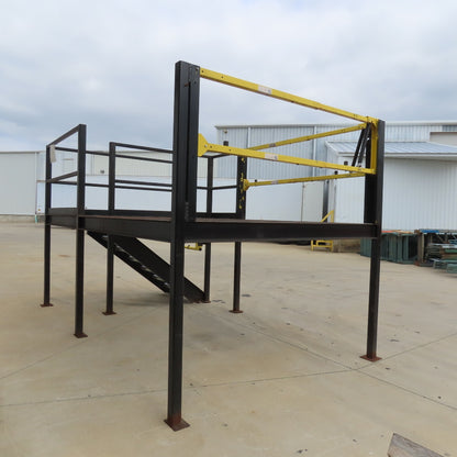 14' x 8' Steel Mezzanine Work Platform Deck W/ Loading Gates 56" Deck Height