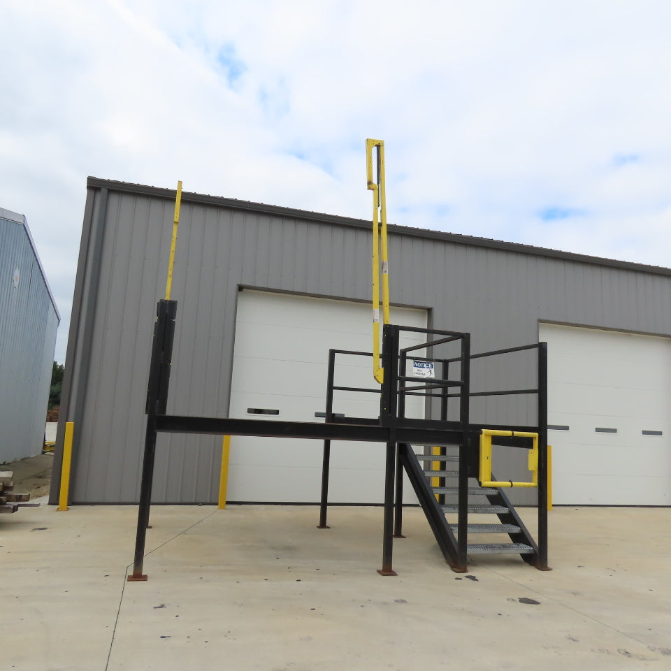 14' x 8' Steel Mezzanine Work Platform Deck W/ Loading Gates 56" Deck Height