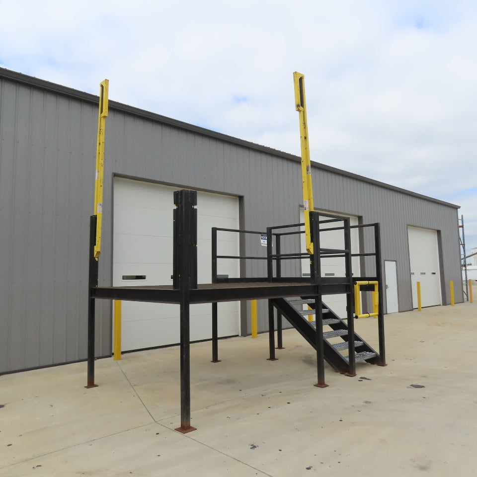 14' x 8' Steel Mezzanine Work Platform Deck W/ Loading Gates 56" Deck Height