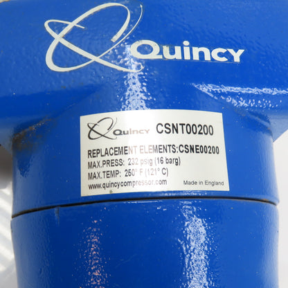 Quincy CSNT00200 200 CFM Coalescing Compressed Air Line Filter 232 PSIG