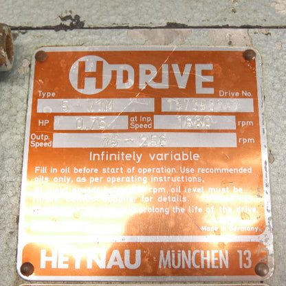 Heynau 5-V1M 3/4HP Variable Speed Gear Motor 230/460V 3Ph (Parts/Repair)