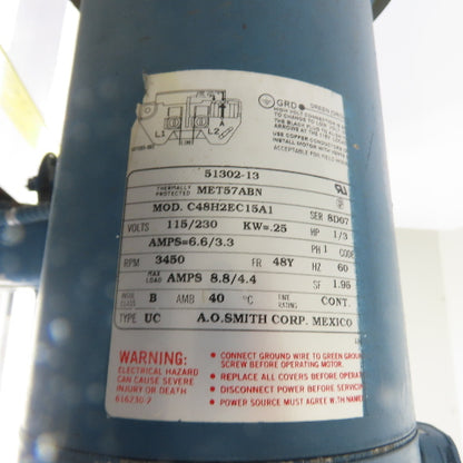 A.O. Smith 51302-13 C48H2EC15A1 1/3HP Condensate Return Pump 115/230V 1Ph
