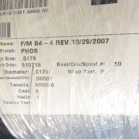 Mount Joy Wire RXC100614 0.0181" PHOS Garter Spring Wire 70 lbs Per Spool Lot/2
