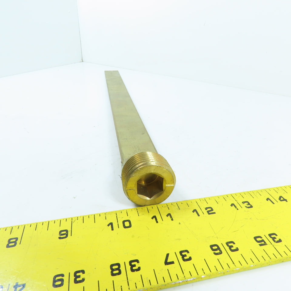 DME SB114x16 1-1/4" NPT x 16" Brass Baffle Plug 1-31/64" Wide