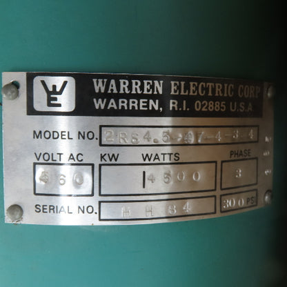 Warren Electric 2RS4.5-07-4-3-4 14.5kW 48" Screw Plug Immersion Heater 460V 3Ph