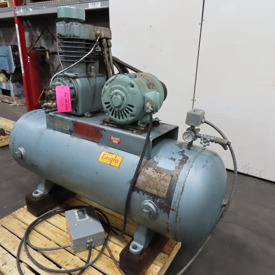 Emglo L646H3 Horizontal Stationary Air Compressor 480V 3Ph 5HP