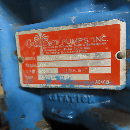 Gusher 2.5X2.5-10S EL-CDM-AP 5HP Vertical End Suction Pump 115 GPM 95' TDH 3Ph