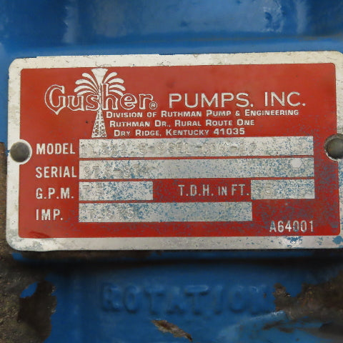 Gusher 1.5X1.5-9SE EL-CDM-AP 3HP Vertical End Suction Pump 75GPM 55' TDH 3Ph