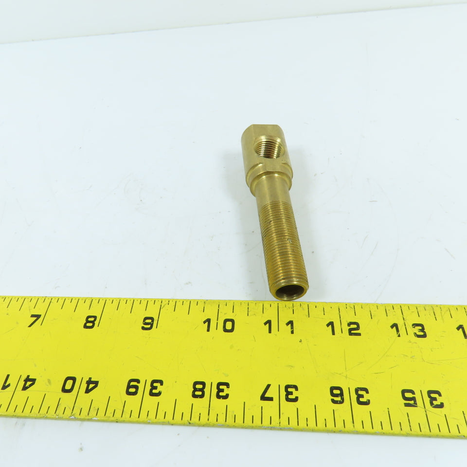 DME EKL38-4 3/8" MNPT x 4" OAL Brass HexKey Extension Elbow 3/8" FNPT